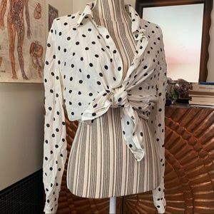 Valerie Stevens Pure Silk Polka-Dot Blouse